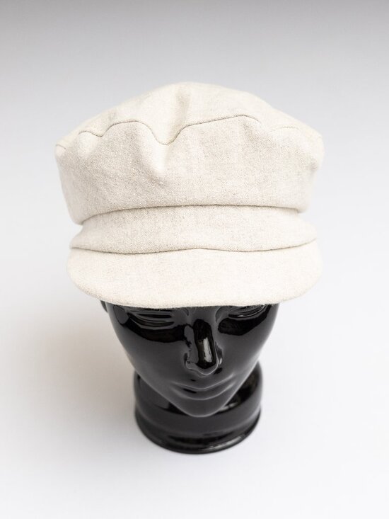 Women\'s Upcycled Small Beige Linen Military Cadet Army Patrol Hat main image 7